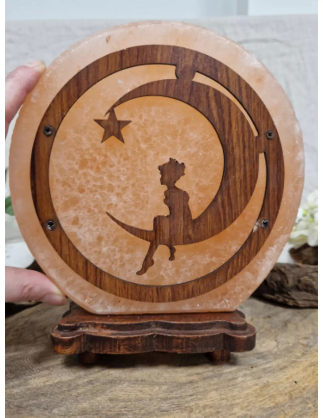 Zoutsteen lamp fairy moon rond deco incl. elektra 3 Zoutsteen lamp fairy moon rond deco incl. elektra - Afbeelding 3