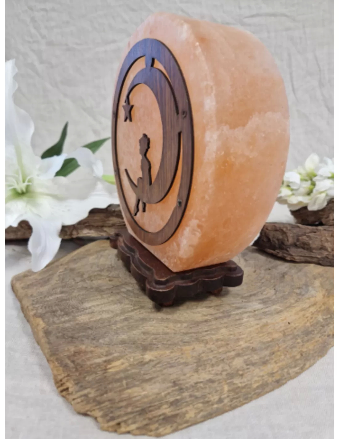 Zoutsteen lamp fairy moon rond deco incl. elektra 4 Zoutsteen lamp fairy moon rond deco incl. elektra - Afbeelding 4