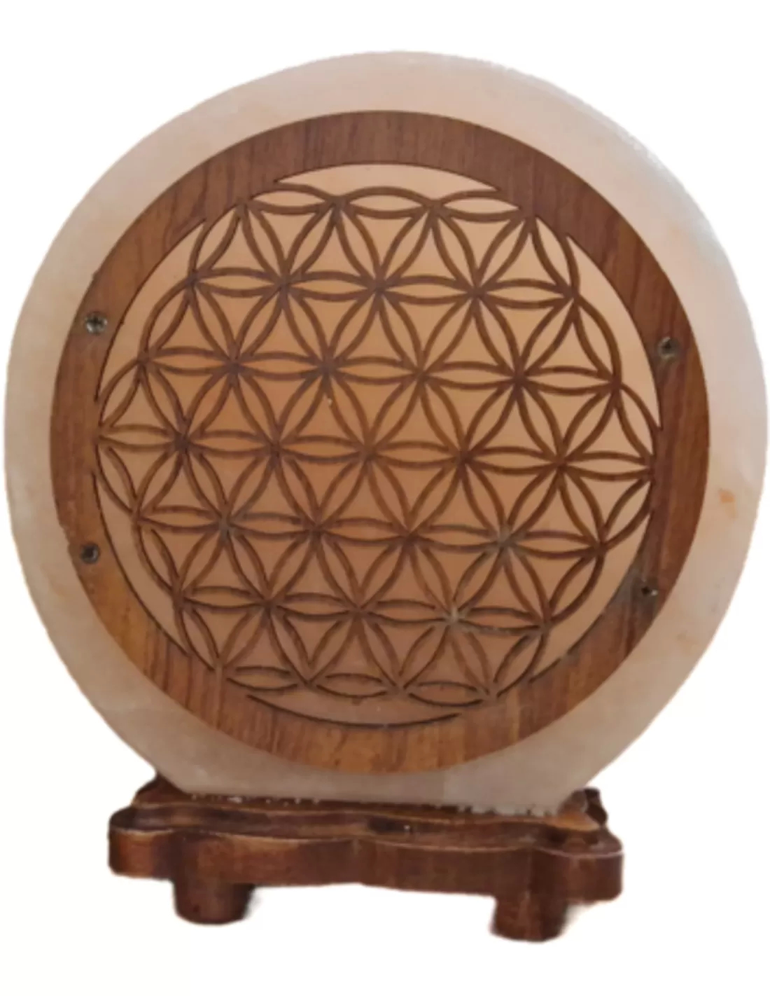 Zoutsteen lamp flower of life rond deco incl. elektra 1 Zoutsteen lamp flower of life rond deco incl. elektra