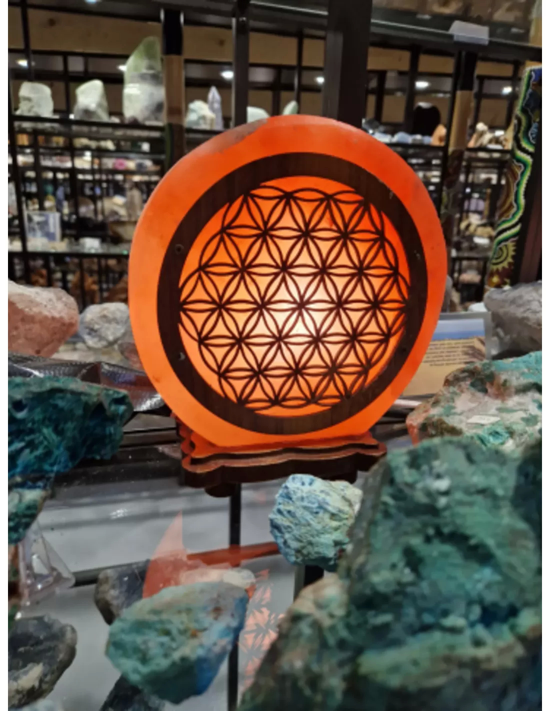 Zoutsteen lamp flower of life rond deco incl. elektra 2 Zoutsteen lamp flower of life rond deco incl. elektra - Afbeelding 2