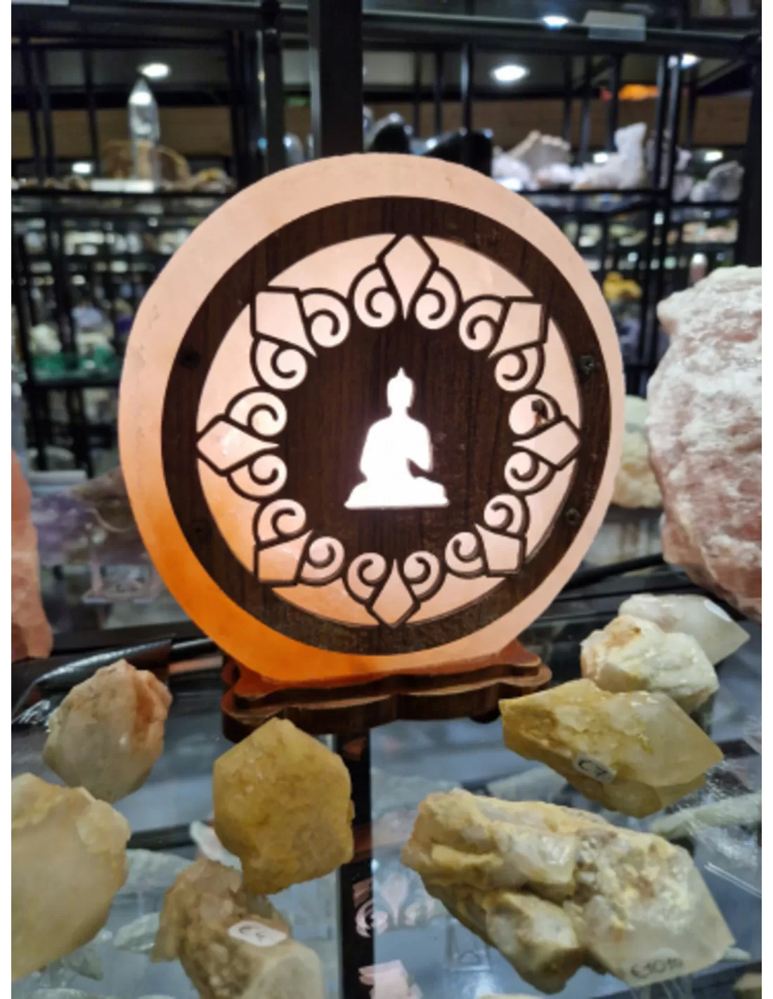 Zoutsteen lamp meditatie boeddha rond deco incl. elektra 2 Zoutsteen lamp meditatie boeddha rond deco incl. elektra - Afbeelding 2