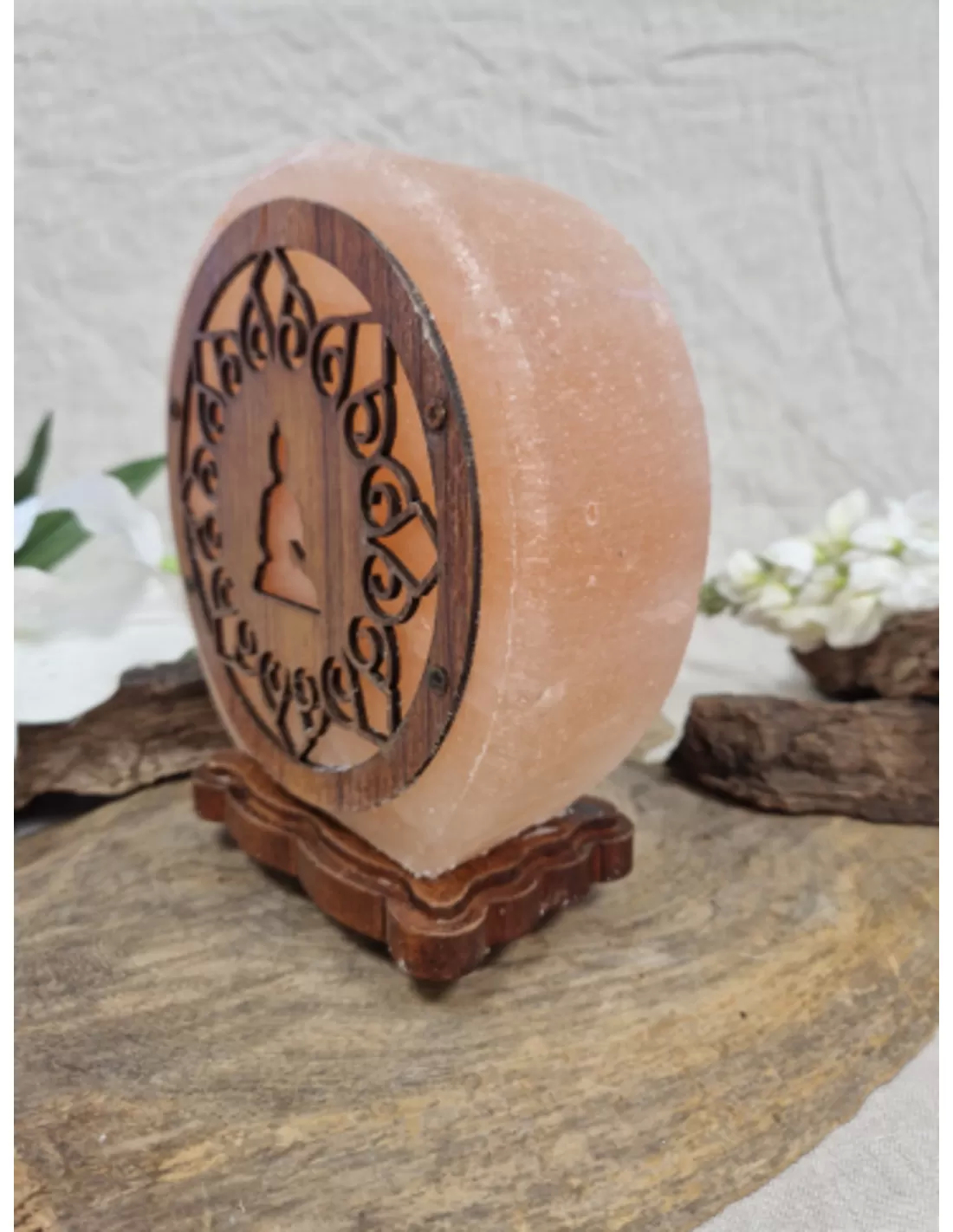 Zoutsteen lamp meditatie boeddha rond deco incl. elektra 4 Zoutsteen lamp meditatie boeddha rond deco incl. elektra - Afbeelding 4