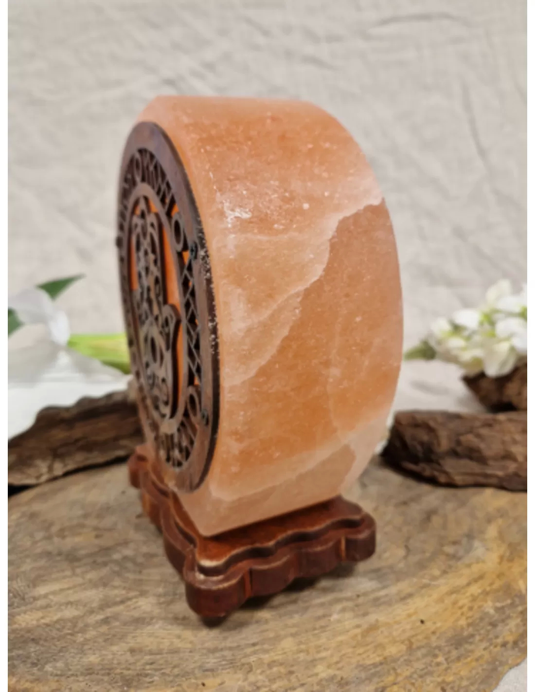 Zoutsteen lamp hamsa hand rond deco incl. elektra 4 Zoutsteen lamp hamsa hand rond deco incl. elektra - Afbeelding 4