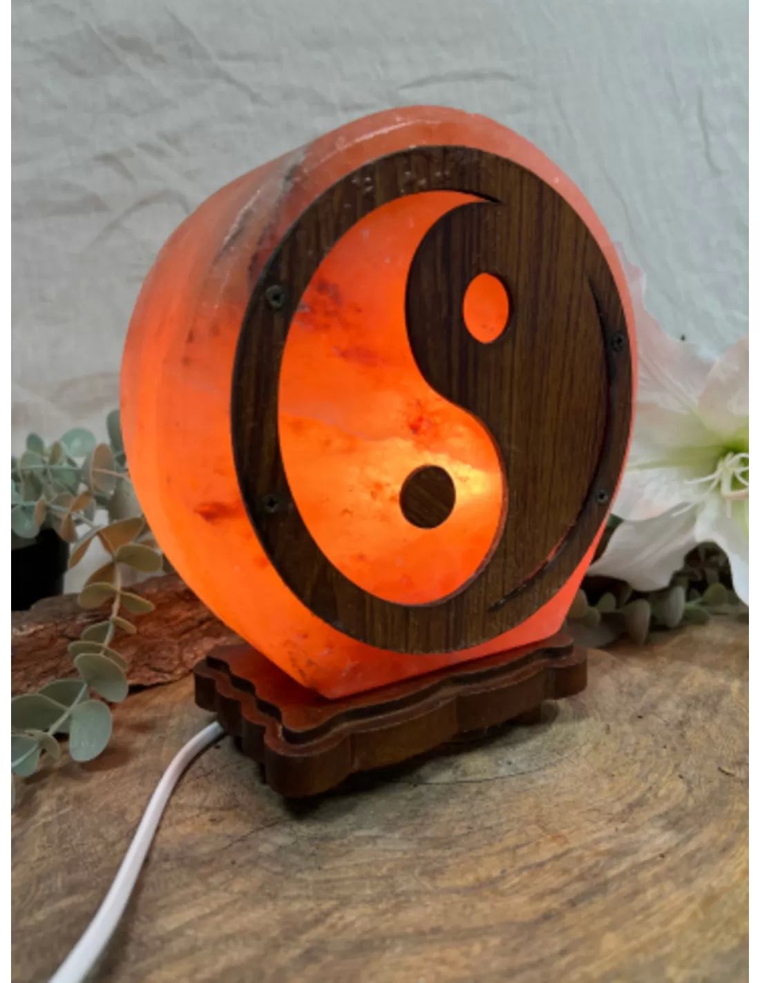 Zoutsteen lamp rond deco yin yang incl. elektra 2 Zoutsteen lamp rond deco yin yang incl. elektra - Afbeelding 2