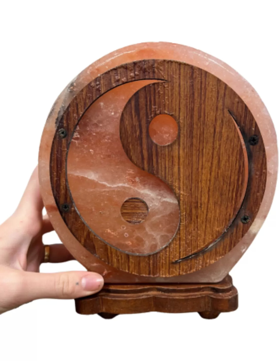 Zoutsteen lamp rond deco yin yang incl. elektra 3 Zoutsteen lamp rond deco yin yang incl. elektra - Afbeelding 3