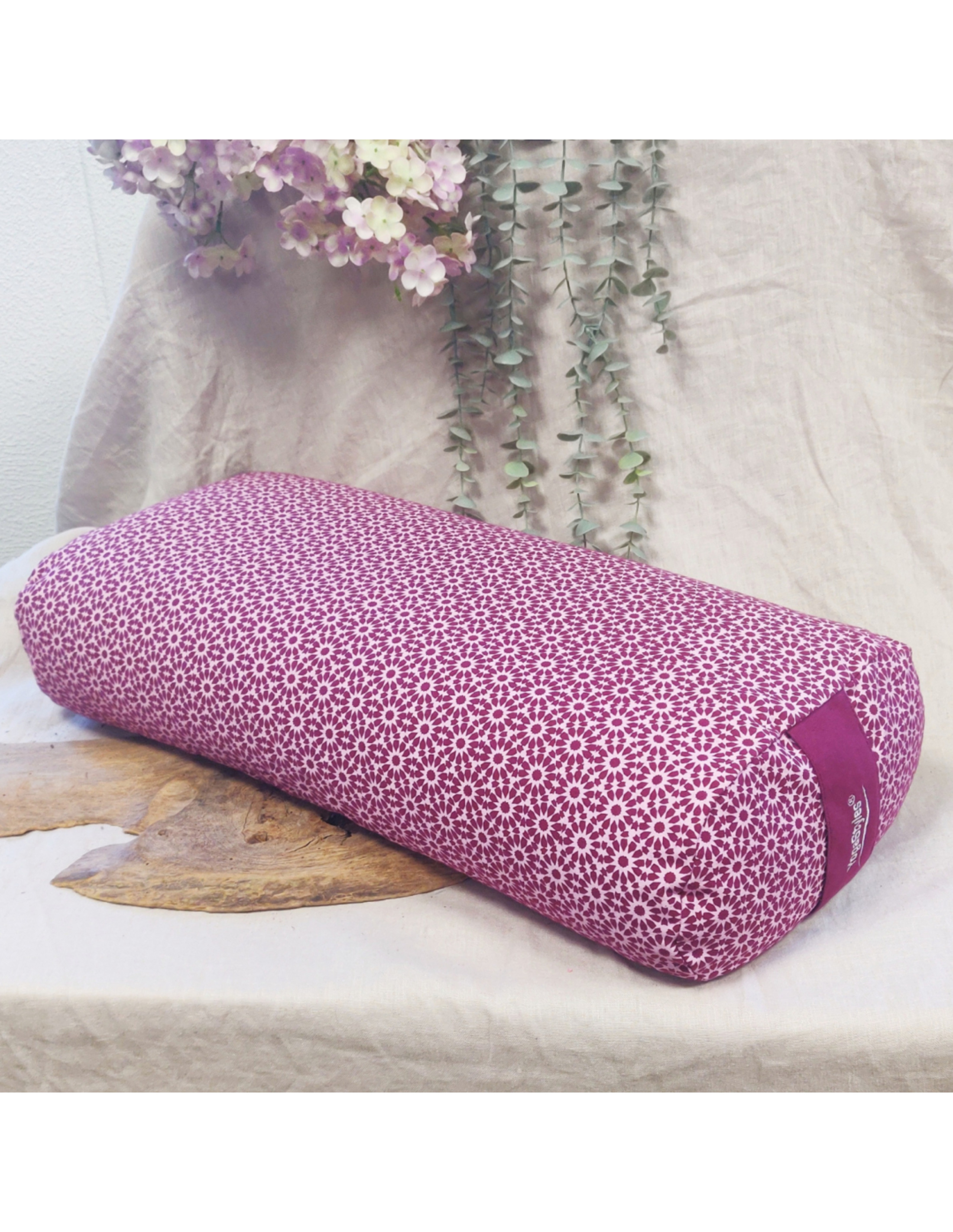 YogaStyles Bolster ovaal - bordeaux met roze 2 YogaStyles Bolster ovaal - bordeaux met roze - Afbeelding 2